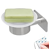 bremermann Bad-Serie Piazza Tape - Seifenschale ohne Bohren, mit Klebepad - selbstklebend, ideal für Bad und Dusche, Seifenhalter, aus Glas und Edelstahl matt