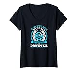 Damen Dart Mann Dartpfeil Lustig Darten T-Shirt mit V-Ausschnitt