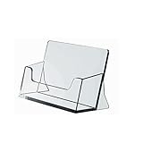 ogoPLUS Visitenkartenständer Querformat transparent aus Polystyrol – stabiler Visitenkartenhalter für Theke, Büro, Empfang und Kassenbereich – ideal zur Präsentation von Visitenkarten