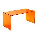 Zihpil Mehrzweck-Acryl Tisch, Minimalistisch Transparenter Beistelltisch | U-Förmiger Couchtisch Mit Abgerundeten Kanten, Moderner Mitteltisch Für Büro, Terrasse, Schlafzimmer,Orange,120 * 50 * 45cm