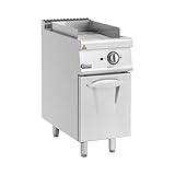 Royal Catering Elektro-Grillplatte mit Unterschrank Pro 730 Series 5,4 kW Grillplatte aus Chromstahl geriffelt 40 x 70 x 90 cm Spritzschutz Griddleplatte Bratplatte