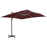 ShGaxin Ampelschirm mit Aluminium-Mast, Balkon Sonnenschirm, Marktschirm, Garten, Balkon Schirm, Sonnen Schirme, Balkonschirm, Bordeauxrot 400x300 cm