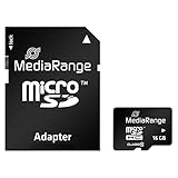 MediaRange micro SDHC Speicherkarte mit SD Adapter 16GB - Geschwindigkeit Klasse 10, Lesegeschwindigkeit bis 45 MB/s, externer Datenspeicher für mobile Endgeräte wie Digitalkameras oder Smartphones
