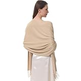 lifwimner Pashmina Schal Damen Festliche Stola für Abendkleid Tücher Schultertuch Geschenk für Winter Hochzeit Herbst Braut Party (Beige)