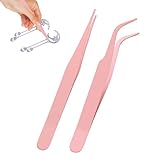 Pinzetten für Aufkleber für Album, gerade, Edelstahl, 2 Stück, für Scrapbooking | Präzisionswerkzeug mit Schutzabdeckung