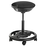 SONGMICS Dynamischer Arbeitshocker, ergonomischer Drehstuhl, mit Rollen, extra breiter Sitz, Neigung um 10 °, höhenverstellbar, Dicke Polsterung, Schwarz OSC06BK
