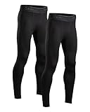 DANISH ENDURANCE 2er Pack Laufhose Herren Lang, Kompressionshose, Sportleggings mit Taschen, Schwarz, M