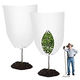 YYDSLEE 2 Stück Pflanzenschutz Atmungsaktiv Reißfest Winterschutz für Kübelpflanzen mit Zugband Bäume Palmen Frostschutz Schutzhülle Pflanzensack mit Reißverschluss Pflanzenabdeckung 120X80 cm