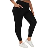 Winter-Leggings mit Taschen für Damen, Fleece-gefüttert, übergroße Damenhose, dick, hohe Taille, Wärme, lässig, Winter, Yoga, Wandern, Laufen, 1 x Schwarz, XXL