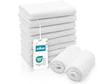 ZOLLNER 10er Set Seiftücher in 30x30 cm - saugstarke und Flauschige Waschlappen aus Baumwolle - waschbar bis 95°C - mit praktischem Aufhänger - in weiß - Hotelqualität