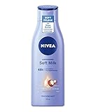 NIVEA Verwöhnende Soft Milk (400 ml), Body Milk für trockene Haut mit Tiefenpflege Serum, Feuchtigkeitspflege mit Shea Butter natürlichen Ursprungs