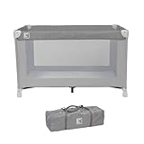 Bambisol Babybett mit Regenschirm, 120 x 60 cm, inkl. Reisetasche, Grau