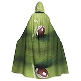 WHJSHOP American Football Ball auf Gras, Sportbild, Halloween, Erwachsenen-Kapuzenumhang, Herren- und Damenbekleidung, Mantel, Rollenspiel