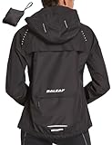 BALEAF Fahrradjacke Damen Regenjacke Wasserdicht Atmungsaktiv Wanderjacke Windbreaker Sommerjacke Outdoor Jacken Leichte Windjacke Trekking Regenjacke Radjacke Schwarz XL