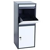 Paketkasten HWC-L57, Paketbox Standardbriefkasten Briefkasten Paketstation, Metall 102x41x38cm - verzinkt anthrazit-weiß