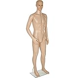 tectake® Schaufensterpuppe, drehbare und bewegliche Puppe lebensgroß, Figuren mit Kopf, Mannequin, Schneiderpuppe, Kleiderpuppe, Aufstellungsfiguren - Herren
