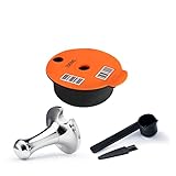 Wiederverwendbare Tassimo-Kaffeekapseln, nachfüllbar, für Bosch-Kaffeemaschine, BENFUCHEN Tassimo, nachfüllbare Kaffeepad, mit Edelstahl-Handmanipulation, Kaffeefüllwerkzeug, 51 mm, Orange, 200 ml