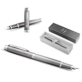 PARKER IM Rituals Grey Chrome Füllfederhalter mit Gravur | Premium Stift | Geschenkbox | personalisiertes Geschenk | | Geburtstag (Grey Chrome)