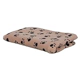 Kerbl Pet Hundedecke Stella, Liegedecke, beige, mit Pfotenmotiv, 140x100cm, Hunde/Katzen, aus flauschigem Fleece, Möbelschutz