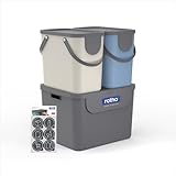 Rotho ALBULA3er-Set Mülltrennungssystem 2x25l und 1x55l mit Dekel für die Küche