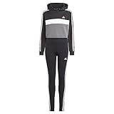 adidas, 3-Stripes Tiberio, Trainingsanzug, Oben: Schwarz/Weiß/Weiß Unten: Schwarz/Weiß, 910A, Mädchen