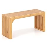 FANTASK Sitzbank Bambus, 90 x 33 x 43 cm, 2 Personen Holzbank ohne Lehne bis 300kg, Essbank & Küchenbank & Flurbank & Bettbank für Esszimmer, Eingangsbereich, Schlafzimmer