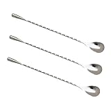 Cabilock 3St Cocktaillöffel Barkeeper-Set Bar Löffel Barlöffel-Cocktail goldene Löffel Stößel für Cocktails Sieb bar Stool bartwuchsmittel Rührlöffel mit langem Griff Edelstahllöffel Silver