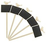 SEWACC 5 Stück Teiliges Holz Pflanzenstecker Mini Tafel Schilder zum Beschriften Stabile Schwarze Gartenstecker für Pflanzendekoration Leichte Holztafeln für Notizen und