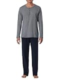 Schiesser Herren Schlafanzug Lang Mit Knopfleiste - Nightwear Pyjamaset, Blau_159630, 54 EU