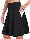 Desol 50cm Tennisrock mit Hose Knielang, Hohe Taille Hosenrock mit 4 Taschen, Golfrock mit Shorts, Skort Damen mit Verstellbares Zugband, Sportrock für Tennis, Golf, Laufen