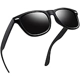 Joopin Polarisierte Sonnenbrille Herren Schwarz Rechteckige Retro Sonnenbrille Damen Sport und Klassische Black Sunglasses UV400 Unisex für Fahren (Voll Schwarz)