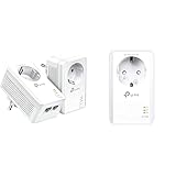 TP-Link TL-PA7027P KIT Powerline Netzwerkadapter (1000Mbit/s über Powerline) weiß & TL-PA7017 P AV1000 Gigabit Powerline Adapter mit Steckdose (1x Gigabit Port, Plug und Play, energiesparend) weiß