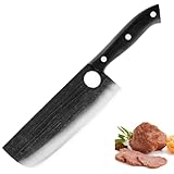 TUTCHUAN Japanische Nakiri Messer Professionelle Ultra Sharp Küche Kochmesser Hand geschmiedet Full Tang Klinge Carving Messer High Carbon Steel Kochmesser mit ergonomischen Holzgriff