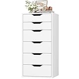 FOREHILL Kommode mit 6 Schubladen, Schubladenschrank schmal Schubladenkommode für Schalfzimmer, Wohnzimmer, Büro, Flur, 45x40x90,5 cm, weiß