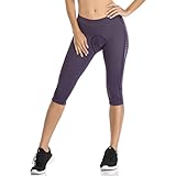 Santic Damen 3/4 Radhose Radsportshorts Gepolstert Fahrradhose Frauen Radsport-Leggings Tights Sitzpolster Elastische Schnell Trocknend Violett XXL