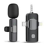 Lavalier Mikrofon Wireless, Bluetooth Mini Mikrofon für iPhone Android Kamera Computer Laptop, Mikrofon Handy für Videoaufzeichnung, Live-Streaming, YouTube, TikTok, Vlog