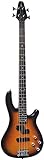 ELEKTROBASS - NATUR - SICHTBARE HOLZMASERUNG - E-BASS MIT MASSIVHOLZKÖRPER - VISION SOUND GITARRE - LONG SCALE + KABEL - JB10N