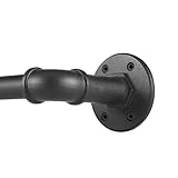 Gardinenstange Industrial Ausziehbar Metall Schwarz, Industrielle Vorhangstange Wandmontage und Deckenmontage, Gardinenstang für Verdunkelungsvorhänge, Ausziehbare Gardinenstangen 88-188cm. (88-188cm)