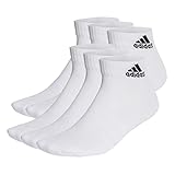 adidas Unisex Cushioned Sportswear Ankle Socks 6 Pairs, White / Black, 6.5-8