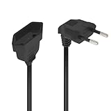 MejaRizon 90 Grad Verlängerungskabel Flach, 0,3m Verlängerungskabel mit Flachstecker, Verlängerungskabel Kurz Typ-C-Stecker Eurostecker auf Typ-C Euro für Bildschirm, Beamer, Lampe, Haushaltsgeräte