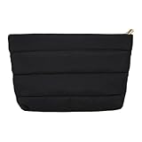 RZYBXATOX Small Quilted Makeup Bag,Commuter Clutch Bag Casual Cotton Quilted Makeup Bag | Cotton Cosmetic Bag, Small Quilted Pouch for Christmas, Thanksgiving, Traveling Or Business/256(Black)