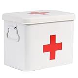 Medikamenten Aufbewahrung Medizin Box Metall, Erste Hilfe Kasten Koffer Schrank Arzneimittel Box Hausapotheke Medikamenten Organizer Für Arzneimittel Für Zu Hause Apothekenbox 23.5 x 18.5 x 18 cm Weiß