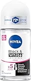 NIVEA Black & White Invisible Clear Deo Roll-On, Antitranspirant mit Anti-Flecken-Formel und ohne Ethylalkohol, Deodorant für 72h Schutz (50 ml)