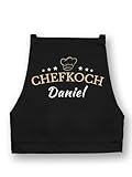 NIMAMA Kochschürze Herren Chefkoch Schürze Personalisiert für Männer Grillschürze - Schwarz