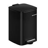 SONGMICS Mülleimer Küche, 20 Liter Abfalleimer, Tretmülleimer, Stahl, mit Inneneimer, Softclose, Offenhaltefunktion, tintenschwarz LTB592B02