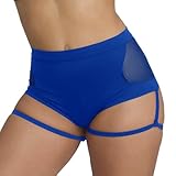 Generisch 2026 - Booty-Shorts für Damen mit Strumpfgürtel, hohe Taille, Fitness, Pole Dance, Hotpants, aktive Po-Lifting-Yogahose (Blue, L)