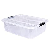 Aufbewahrungsbox + Deckel L 51 x B 38,5 x H 14,8 cm - 21 Liter transparent stapelbar | Transportbox transparent | Lebensmittelbox lebensmittelgeeignet | Kunststoffbox Lagerbox stapelbar