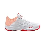 Wilson Kaos Stroke 2.0 Tennisschuh, Damen, Gr. 41 1/3, Weiß/Pfirsich/Rot (White/Peach Parfait/Infrared)