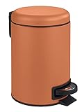 WENKO Treteimer Mod. Leman, 3 Liter, mit herausnehmbarem Einsatz, aus lackiertem Stahl, 17 x 25 x 22,5 cm, Terracotta