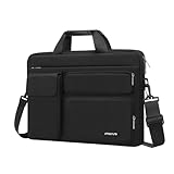MOSISO Laptop Umhängetasche Kompatibel mit MacBook Air 15 Zoll M3 M2 2024 2023/Pro 16 M3 M2 M1 2024-2019, 15-15,6 Zoll Notebook mit 2 Erhöhten&1 Klappe&1 Horizontal Fach&Griff&Gürtel,Schwarz